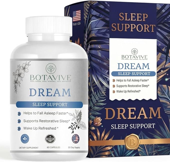 Sleep Aid for Women – Natural Menopause Sleep Support with Melatonin Magnesium Valerian &amp Chamomile – Non-Habit Forming – 60 Capsules – Botavive Dream
