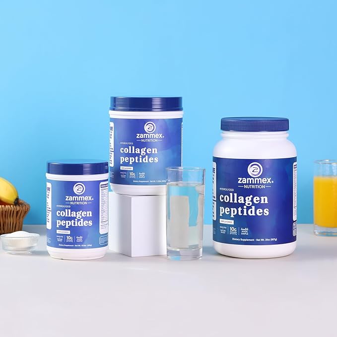 Zammex Premium Collagen Peptides Powder UnflavoredHydrolyzed Proteins Types I &amp III Supports Hair Skin Nails Joints Grass Fed Non-GMO Gluten-FreePaleo &amp Keto Friendly60 Servings