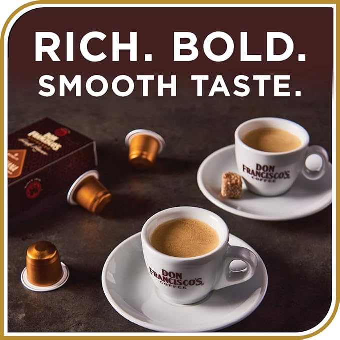 Don Francisco's Clasico Espresso Pods: 40 Recyclable Aluminum Capsules Intensity 9 Dark Roast Compatible with Nespresso Original Line Machines - Bold Cuban-Style with Spicy Chocolate Notes