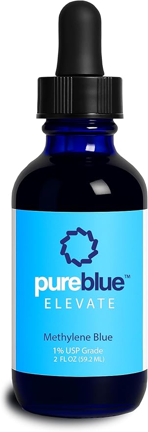 PureBlue Methylene Blue 1% USP Drops | Formaldehyde-Free Alcohol-Free Solution for Cognitive &amp Mitochondrial Support | Third-Party Tested Made in USA | 2 fl oz