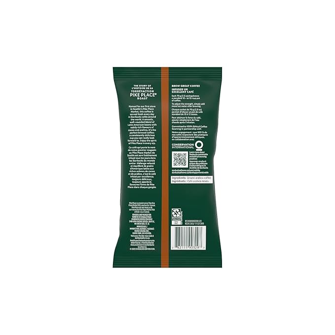 Starbucks 11018197 Coffee Pike Place 2.5oz 18/Box