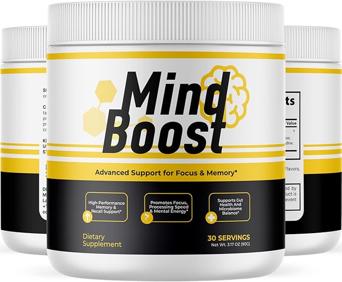 (3 Pack) MindBoost Powder - Official Mind Boost Day Supplement Advanced Nootropic Premium Formula Natural Vitamins for Wellness - 3 Bottles for 3 Months