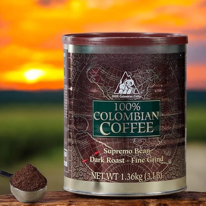 Colombian Dark Roast Ground Coffee – Fine Grind Supremo Beans – 3 lb Can – Inspired by Kirkland – Distributed by Elesbão 22