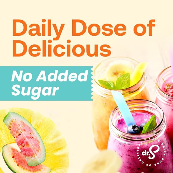 Dr. Smoothie 100% Crushed Tropical Sunshine – No Added Sugar Made with Real Fruits/Fruit Juice – Vegan No Artificial Colors or Flavors – Guava Pineapple Passion Fruit &amp Bananas – 46 oz Bottle