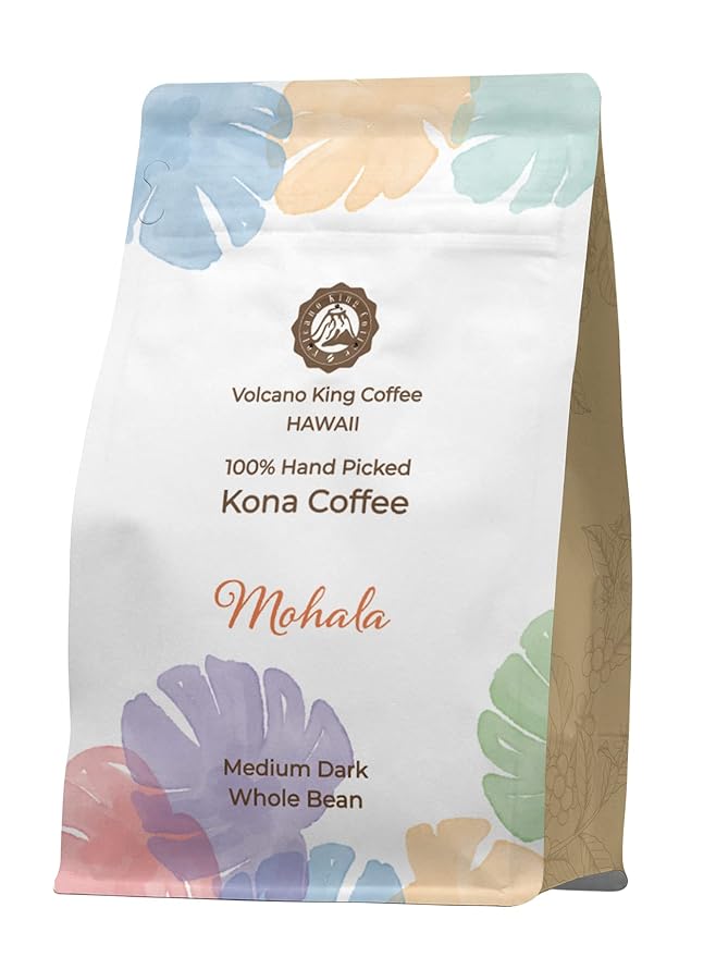 Hawaiian Kona Coffee Beans 100% Kona Coffee Select Grade Medium Dark Roast Whole Bean Direct from Farm Ideal for Espresso Drip or French Press(Mohala 7 oz)