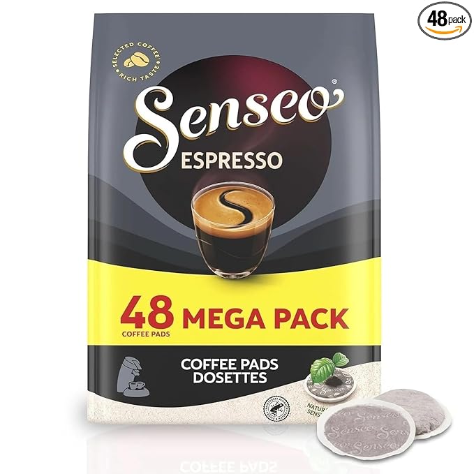 Senseo Espresso Coffee Pods – 48 Count – Powerful &amp Aromatic Dark Roast – Single-Serve Coffee Pads Compatible with Senseo Machines – Imported from the Netherlands