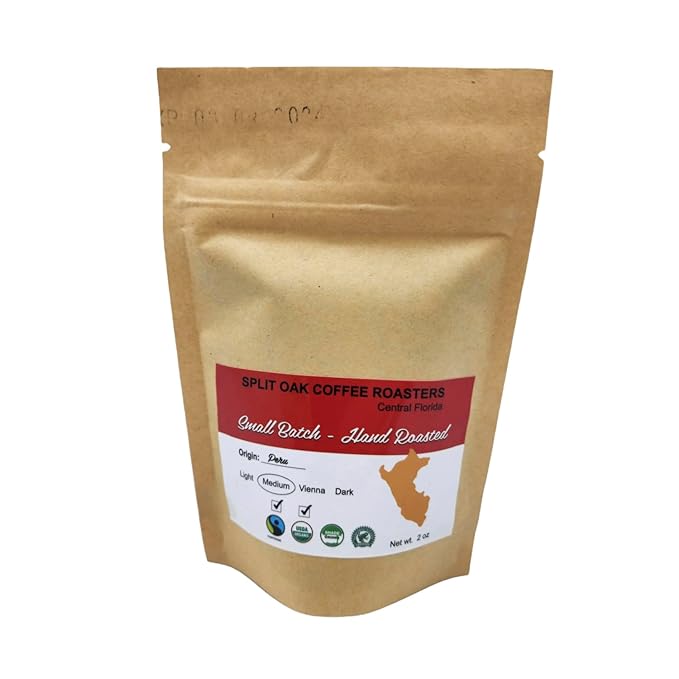 Split Oak Coffee Gift Set - 4 Medium Roast Coffees whole beans varieties: Peru Brazil Guatemala Ethiopia and 4 Assorted Delicious Chocolate Squares
