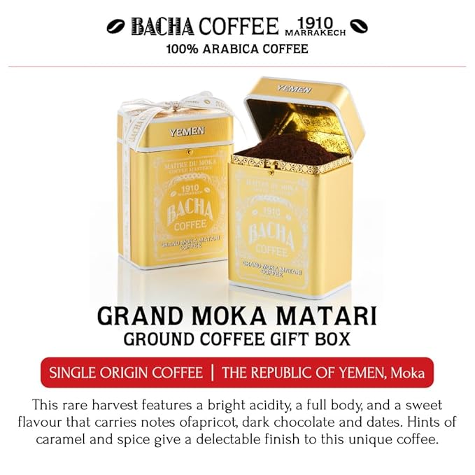Bacha Coffee | Grand Moka Matari Single Origin Ground Beans Medium Dark Roast 100% Arabica Specialty Coffee 250g Signature Nomad Collection Gift Box