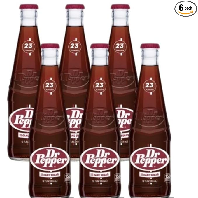 Dr Pepper Real Sugar Soda 12 Oz Glass Bottle (Pack of 6 Total of 72 Oz)