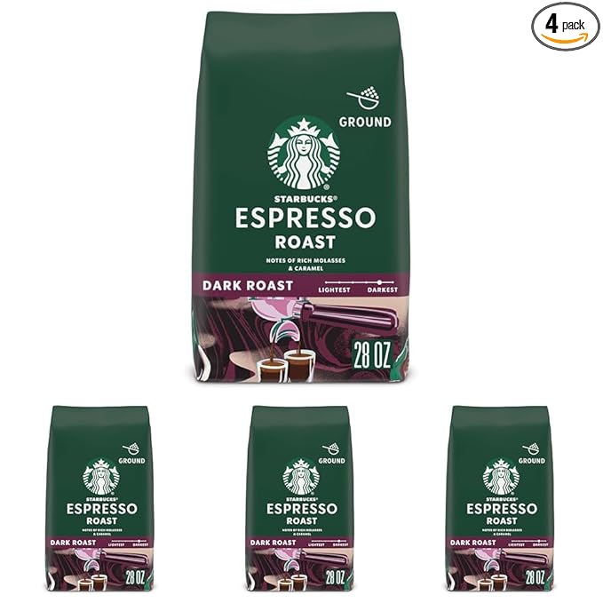 Starbucks Ground CoffeeDark Roast CoffeeEspresso Roast100% Arabica1 bag (28 oz)(Pack of 4)