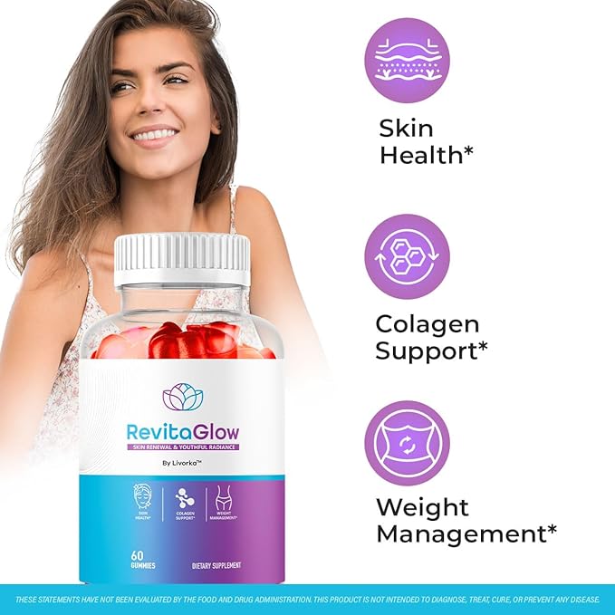 (5 Pack) RevitaGlow Gummies - Official Revita Glow Gummy Premium Natural Skin Health Support RevitaGlowGummies for Gut and Skin Healthy Advanced Renewal Formula Gummys 300 Gummies for 5 Months