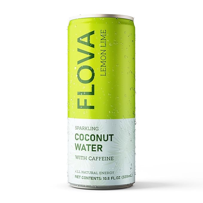 Flova Lemon Lime Energy Drink All Natural Electrolytes and Minerals from Coconut Water 4 Simple Easy to Pronounce Ingredients 99% Juice Pack of 12 Cans