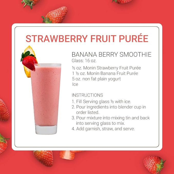 Monin - Strawberry Purée Juicy and Sweet Great for Sodas and Teas Gluten-Free Vegan Non-GMO (1 Liter)