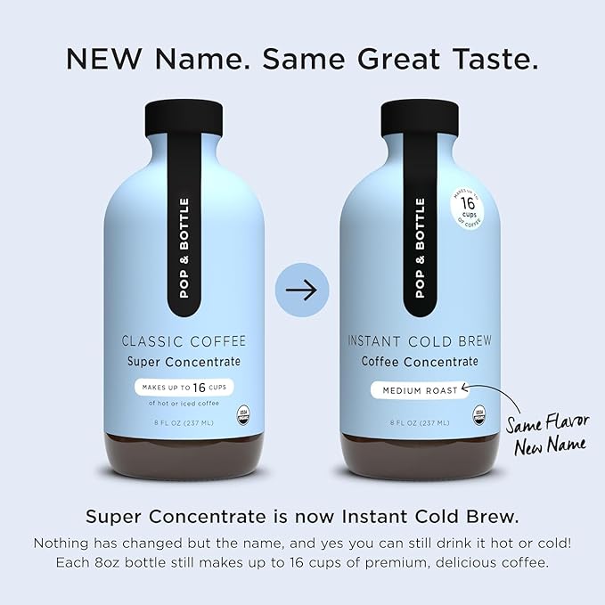 Pop &amp Bottle Organic Cold Brew Coffee Concentrate - Iced Coffee Concentrate Liquid for At Home Dairy Free Makes Up to 16 Cups - Medium Roast &amp Mocha 8 fl oz (Mixed 2 Pack)