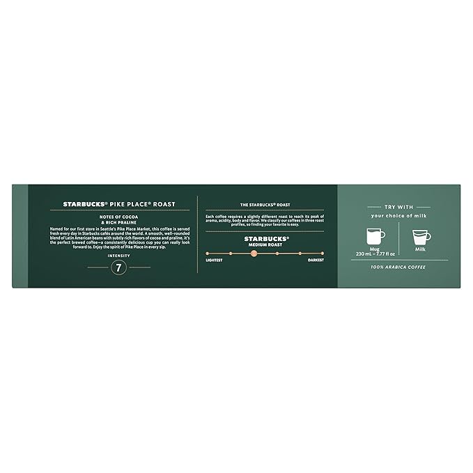 Starbucks by Nespresso Vertuo Pike Place Medium Roast Coffee 30-count Coffee Pods Brews 7.8 oz.