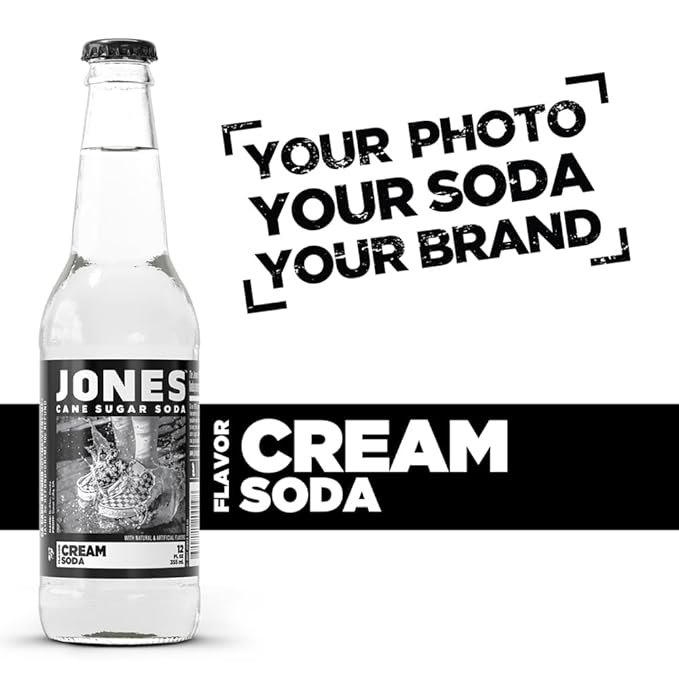 Jones Soda Co. Cream Flavor | 12-Pack | The Original Craft Soda | Made with Pure 100% Cane Sugar | Pop Beverages/Soft Drinks | 12 Oz Glass Bottles