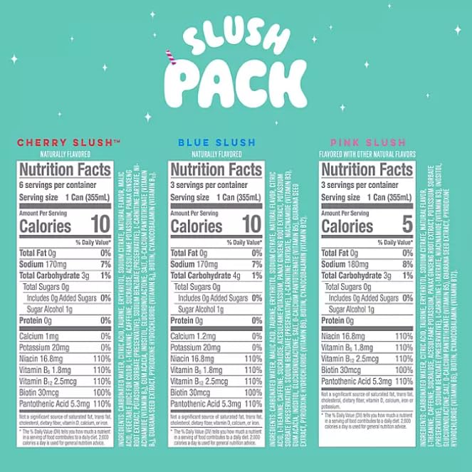 Alani Energy Drink Slush Pack | 6 Cherry Slush 3 Blue Slush 3 Pink Slush | 12 Pack 12 Fl Oz Per Can