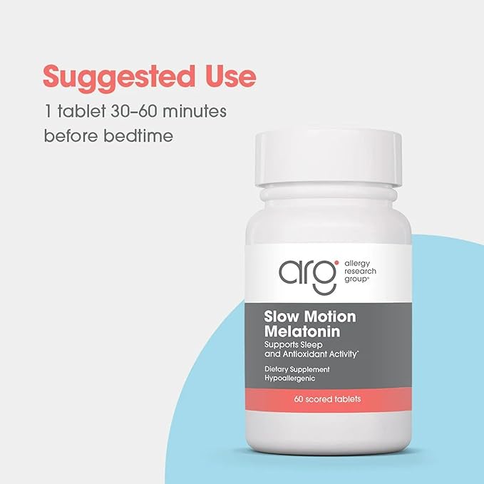 Allergy Research Group NutriCology Slow Motion Melatonin - Delivers 1.2 mg Low-Dose Melatonin - Supports Healthy Sleep Patterns &amp Optimized Absorption - 60 Servings - 60 Tablets
