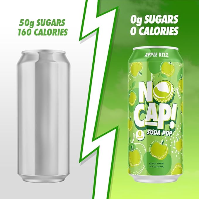 No Cap Soda Pop Soda Apple Rizz 16 fl oz (Pack of 12)