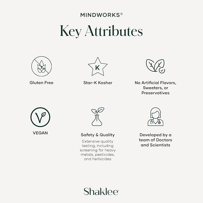 Shaklee MindWorks® - Brain Health Supplement for Brain Sharpness &amp Focus - Supported Nutrients &amp Extracts - Chardonnay Grape Seed Polyphenols Guarana Extract Vitamins B6 B12 Folate - 30 Ta