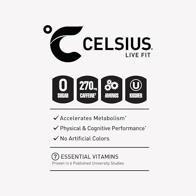 CELSIUS ESSENTIALS™ Sparkling Watermelon Ice Sugar Free Performance Energy Drink 16 Fl Oz (Pack of 12)