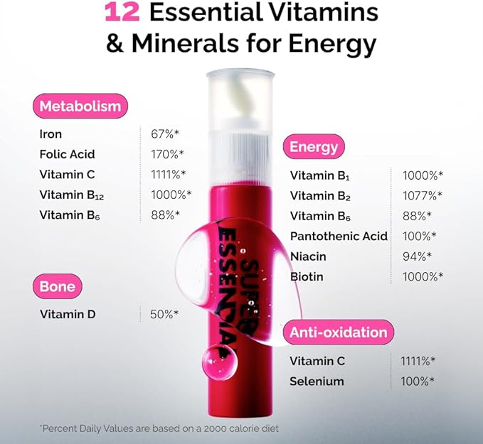 VITALBEAUTIE Super Essential (7-Day) – Women’s All‑in‑One Beauty + Multivitamin Ampoules &amp Tablets – 1000mg Fish Collagen + 1000mg Vitamin C Biotin Iron Vitamin D – Grape Flavor - 7 Servings