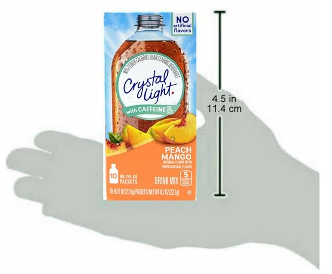 Crystal Light On The Go Peach Mango With Caffeine Drink Mix 10-Packet Box (Pack of 28)