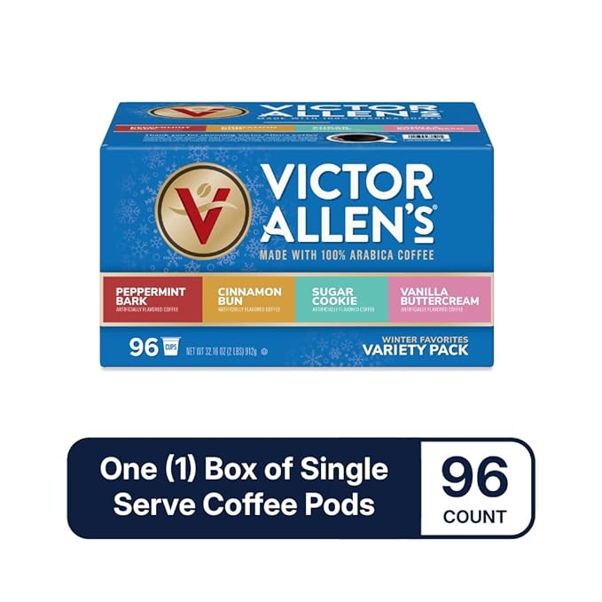 Victor Allen's Coffee Winter Wonderland Variety Pack 96 Count Single Serve Coffee Pods for Keurig K-Cup Brewers