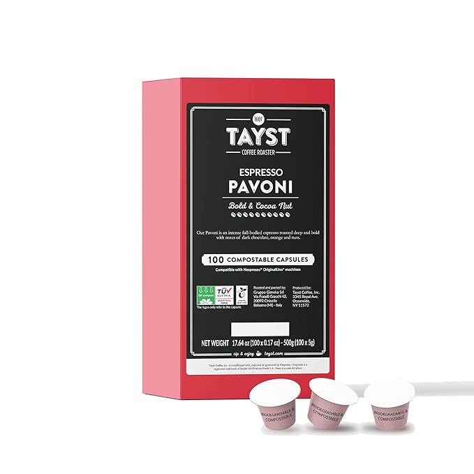 Tayst Espresso Pods Espresso Pavoni Coffee Capsules Compatible with Original Nespresso Machine Sustainable Single Serve Pack of 100