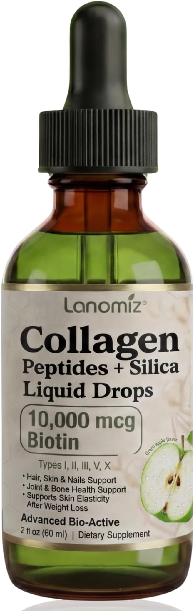 Multi Collagen Peptides Liquid Drops Types（I II III V X） Hydrolyzed Collagen Peptides Collagen Proteins W. Hyaluronic Acid Biotin &amp Vitamin C for Hair Skin &amp Joint Gut Health