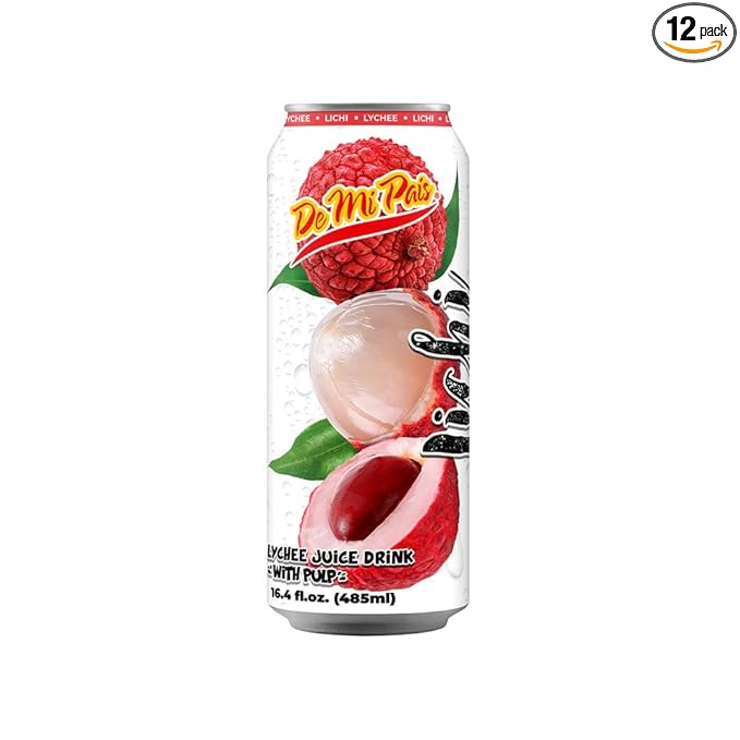 De Mi Pais Lychee Drink with Pulp 16oz / Bebida de Lichi con Pulpa 16oz (12)