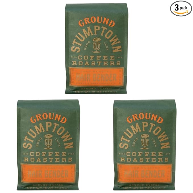 Stumptown Coffee Roasters Medium Roast Ground Coffee - Hair Bender 12 Ounce Bag Flavor Notes of Citrus and Dark Chocolate (Pack of 3)