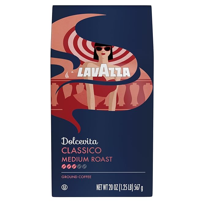 Lavazza Classico Ground Coffee Blend Medium Roast Authentic Italian Blended And Roasted in Italy Non GMO Value Pack A Full bodied with rich flavor and notes of dried fruit 20 Ounce (Pack of 2)