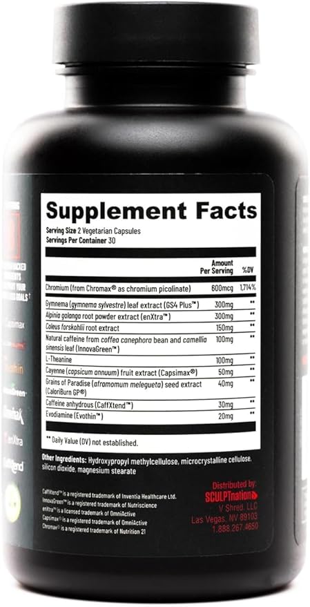 Sculpt Nation by V Shred T-Boost Max Burn Day and Burn PM with Ashwagandha Cayenne Green Coffee and Melatonin 3 Pack 60 Capsules Each