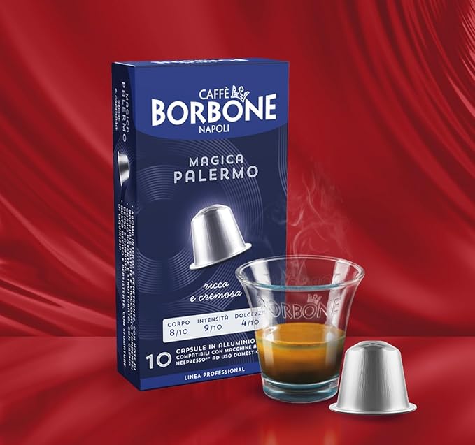 Caffè Borbone Magica Palermo Aluminum Capsules Compatible with Nespresso Original Machines Dark Roast 100 Count