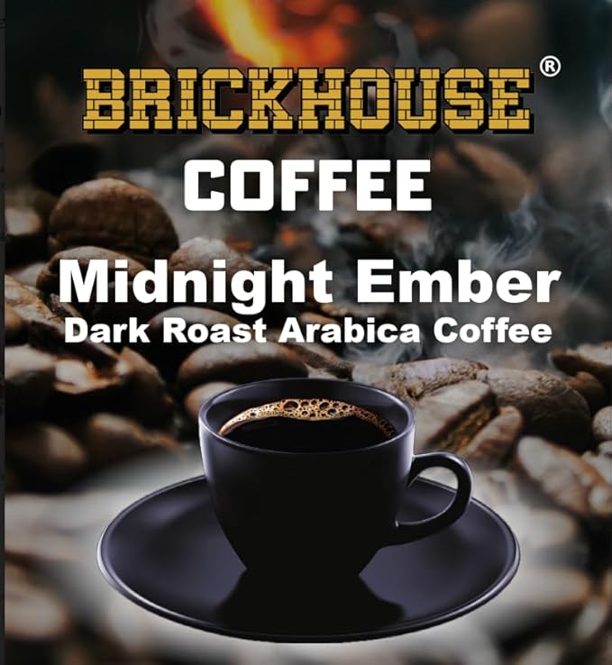 Brickhouse Coffee Midnight Ember Dark Roast 100% Arabica Ground Coffee Bold &amp Smoky Flavor 2 x 12oz Bags