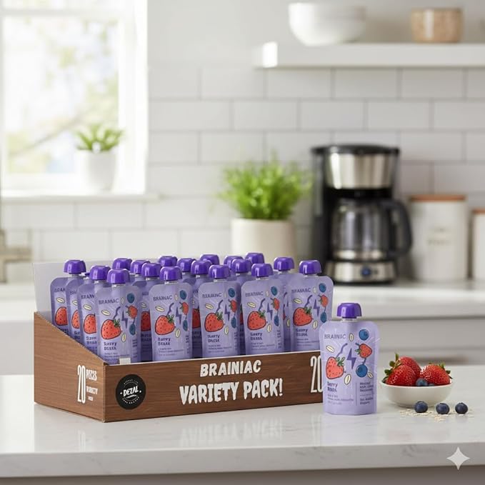 Brainiac Fruit and Oat Smoothie Pouches 20 Pack