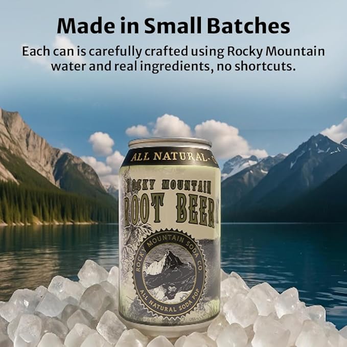 Rocky Mountain Soda 24‑Pack 12 Fl Oz Cans Small‑Batch Craft Soda Pop Gluten‑Free Vegan Organic Cane Sugar No Preservatives No Added Sodium Cream Soda Pop