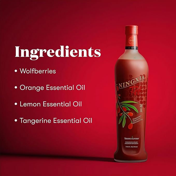 Young Living NingXia Red Antioxidant Drink | 25.35 fl oz | Superfruit with Wolfberry Blueberry Pomegranate Orange Lemon &amp Yuzu Essential Oils | 1 Pack