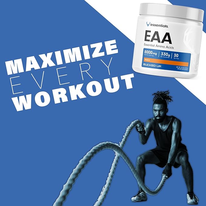 Bucked Up Essential Amino Acids - EAA Powder - Easy Mix Non Clumping Formula - for Pre/Intra Workout - Peach Flavor - 30 Servings - 11.6 oz