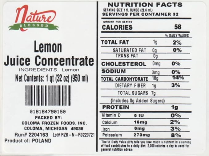 Nature Blessed 100% Pure Lemon Concentrate - 1 Quart (1/32 fl oz bottle) Applications: Home Wine Making Brewing Distilling Smoothies
