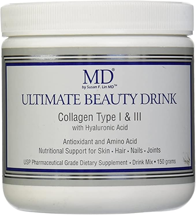 MD Ultimate Beauty Drink Powder CollagenType I &amp III | Collagen Dietary Supplement with Antioxidants | Provides Nutritional Support to Skin Hair Nails Joints | 150 Grams
