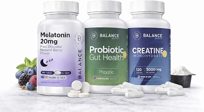 Balancebreens Melatonin + Probiotics + Creatine Wellness Bundle