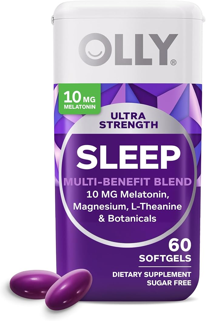 OLLY Ultra Strength Sleep Softgels with Melatonin Magnesium &amp Botanicals Plus Beat The Bloat Capsules for Digestive Support - 60 &amp 25 Count