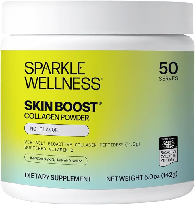 Sparkle Wellness VERISOL Bioactive Hydrolyzed Collagen Peptides | Collagen Powder Supplement with Vitamin C for Skin Hair &amp Nail Health | Skin Boost (No Flavor) [50-Serves]