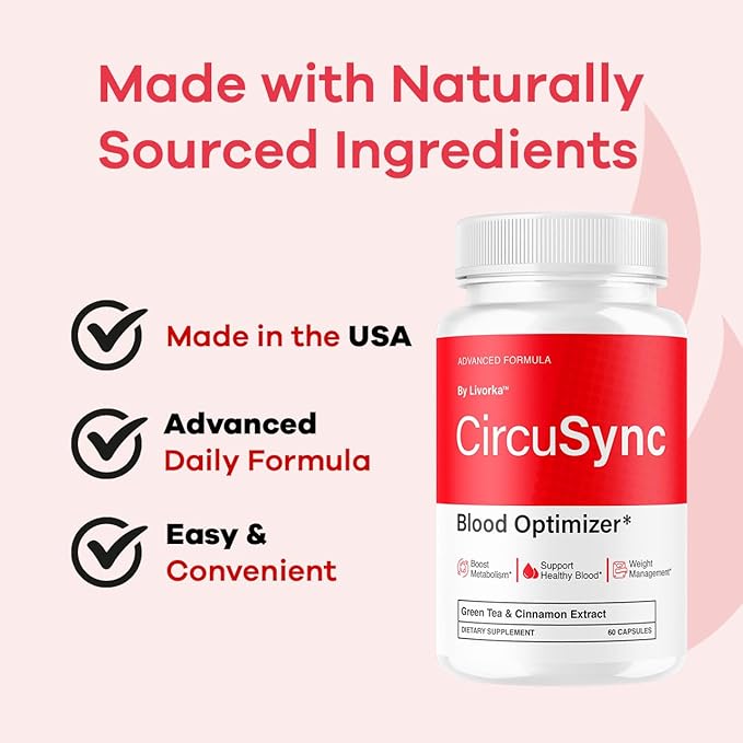 Circusync Capsules - Official Circu Sync Advanced Blood Health Support Supplement Pills - Maximum Strength Natural Vitamins Formula for Overall Health &amp Wellness 60 Capsules for 1 Month