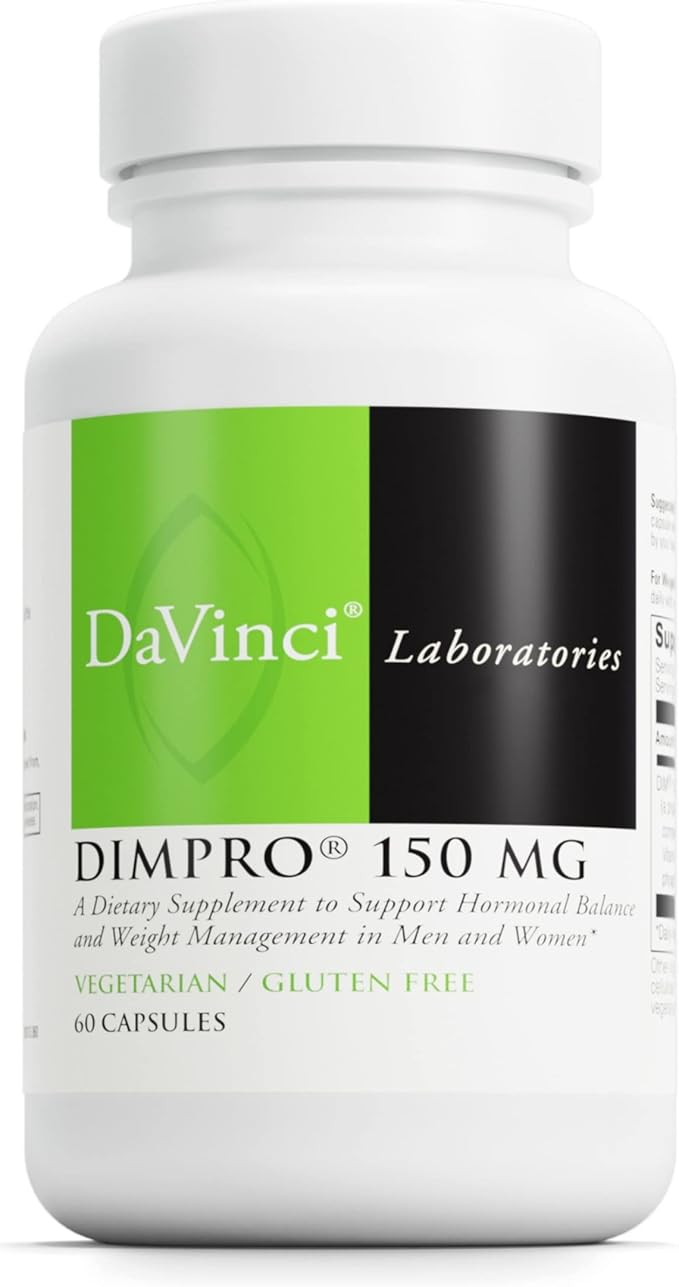 DAVINCI Labs DIMPro 150mg - Helps Support Hormonal Balance Estrogen Metabolism &amp More with DIM* - Gluten-Free - 60 Capsules (60 Servings)