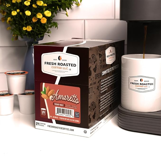 Fresh Roasted Coffee Amaretto Flavored Coffee Pods 72 Count
