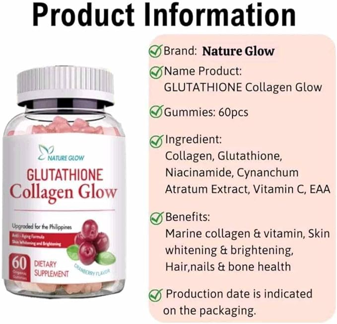Generic Nature Glow Glutathione Collagen - Cranberry Flavor 60 Chewable Gummies