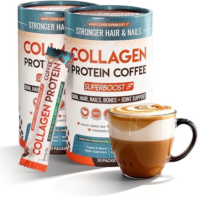 Collagen Peptides Coffee Powder for Weight Loss – Supports Digestion Bloating Energy &amp Focus Fat Burning Joint Skin Hair &amp Nails – High-Protein for Women &amp Men (60 Servings)